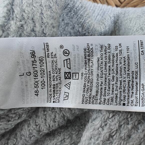 GAP Gray Waffle-Knit Crewneck Sweater Women’s L, Cotton-Blend Cozy - Picture 5 of 5